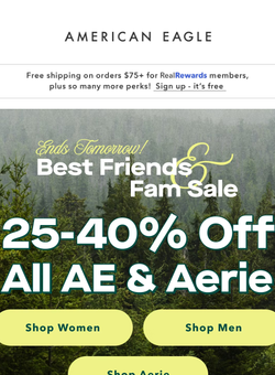 25-40% off all AE & Aerie is still happening