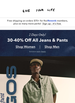 30-40% off all jeans & pants STARTS NOW!!! 🤩