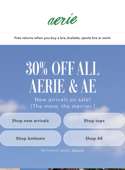 30% off all Aerie & AE 👯‍♀️