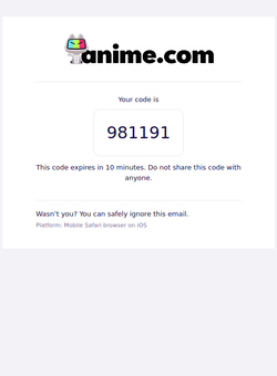 981191 is your login code for Anime.com