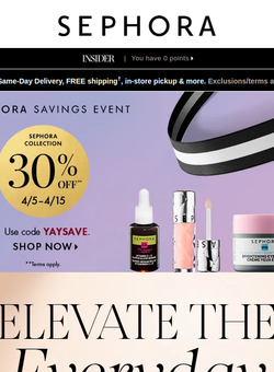 Enjoy 30% off** ALL Sephora Collection as many times as you want!