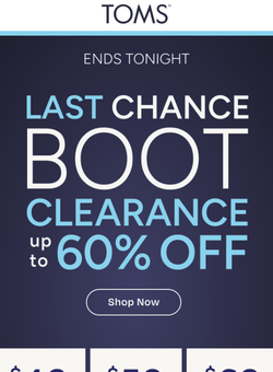 FINAL DAY to Save 60% on Boots