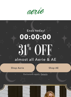 Happy SC-Aerie-ween 🎃🎃🎃 31% off almost all Aerie & AE ends TODAY!