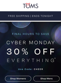 Last Chance: Cyber Monday + Free Shipping | Ends Tonight