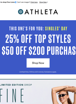 Singles' Day: 25% your cart + $50 off 200+