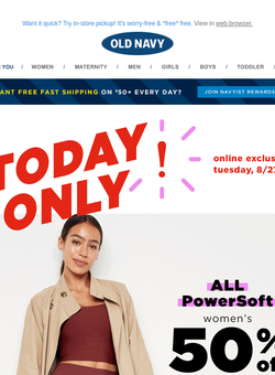 TODAY ONLY: 50% OFF ALL women's PowerSoft styles